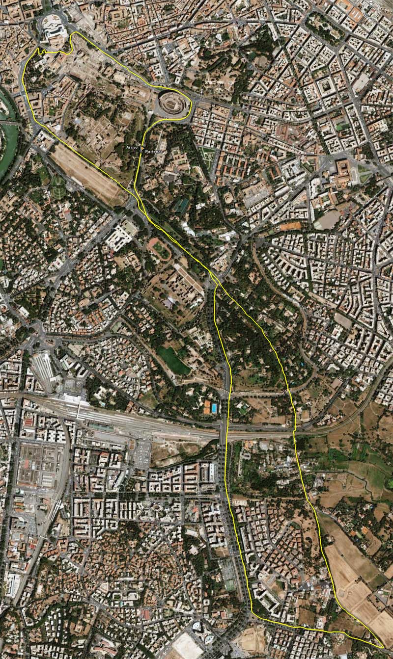Corri Roma 2007, mappa satellitare.