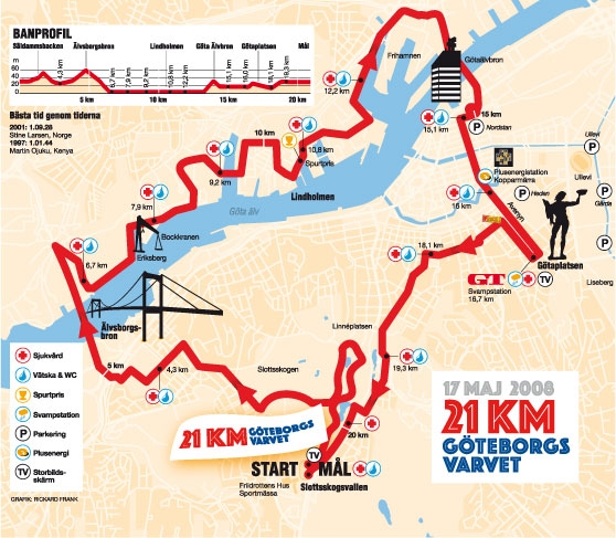 Mappa della Mezza Maratona Goteborgs Varvet