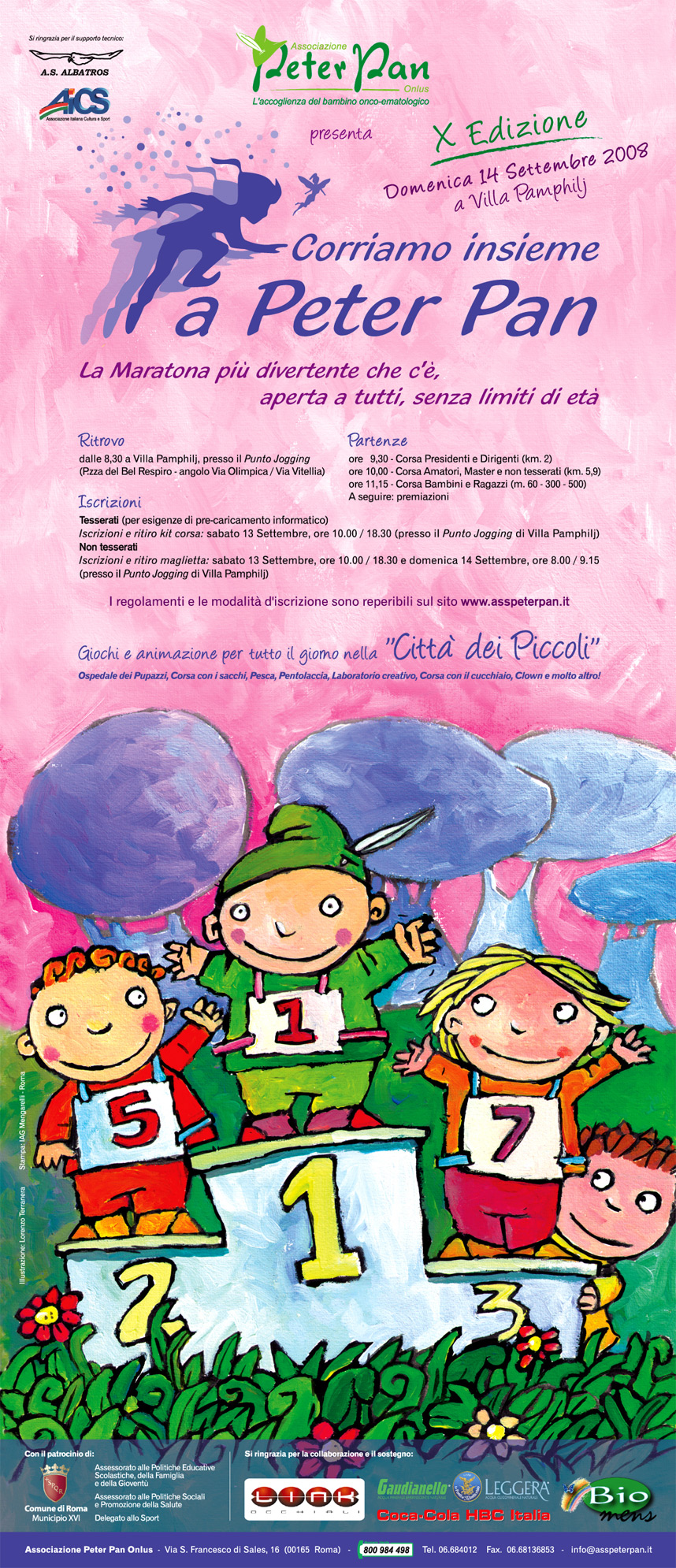 Locandina della gara Corriamo per Peter Pan