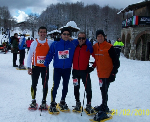 Silvestro Costantini, Giuseppe Coccia, Mauro Mariani e Elio Dominici alla Ciaspeata (foto di Anna Maria Ciani)