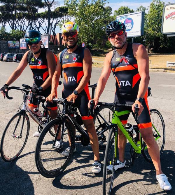 Alcuni dei nostri campioni pronti al via del Criterium, Andrea Paluzzi, Giuseppe Morelli, Maurizio Randolfi